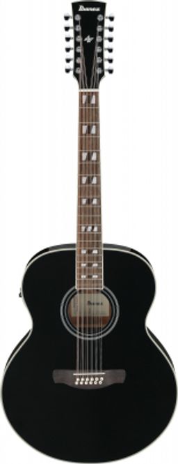 Hovedbilde IBANEZ AJ7012M1E-BK Westerngitar m. Mik Jumbo 12-Strenger